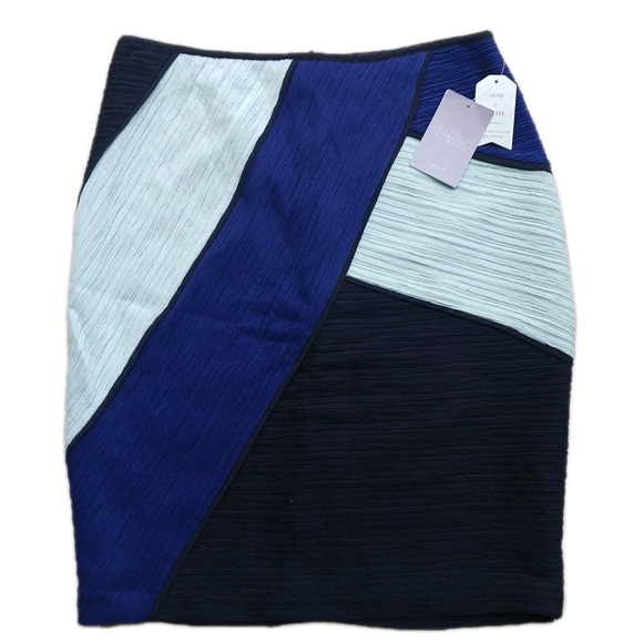 Anthropologie MAEVE NWT Textured pleat colorblock pencil stretch knit skirt 8 - Picture 1 of 5